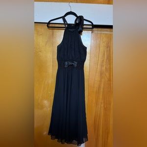 A.B.S Allen Schwartz black silk tie, chiffon dress, size 4.